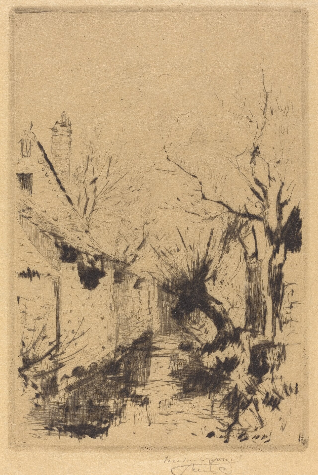 A Little Brook in Winter, Wiltshire by Théodore Roussel