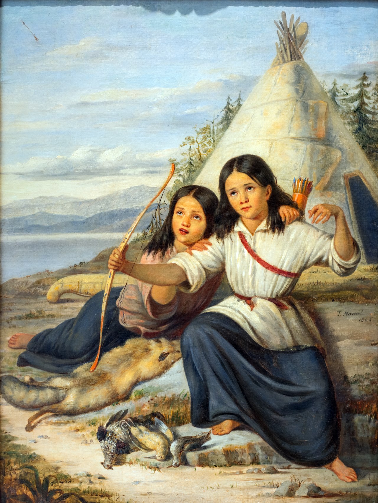 Jeunes Indiennes à Lorette by Théophile Hamel