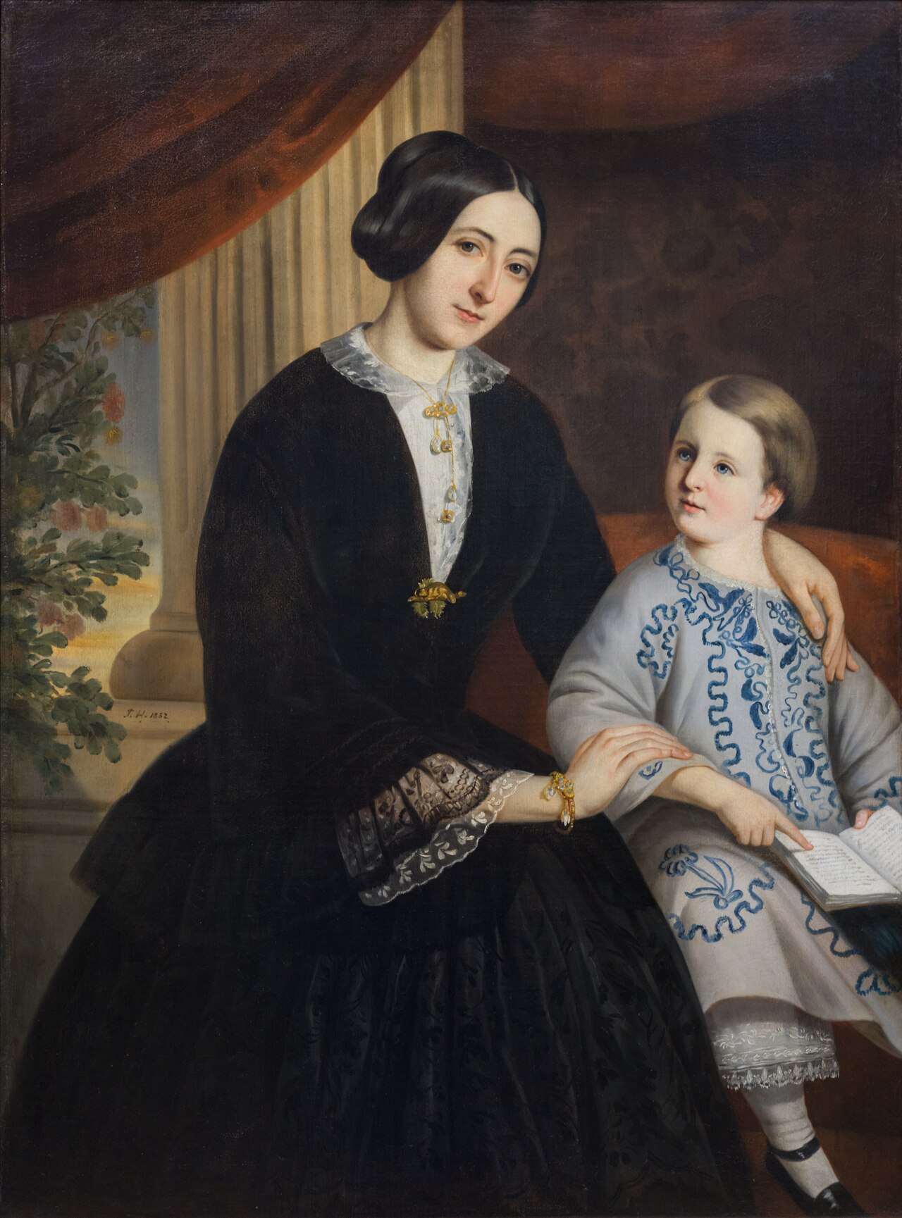 Madame Cyrice Têtu, née Caroline Dionne, et son fils Amable by Théophile Hamel