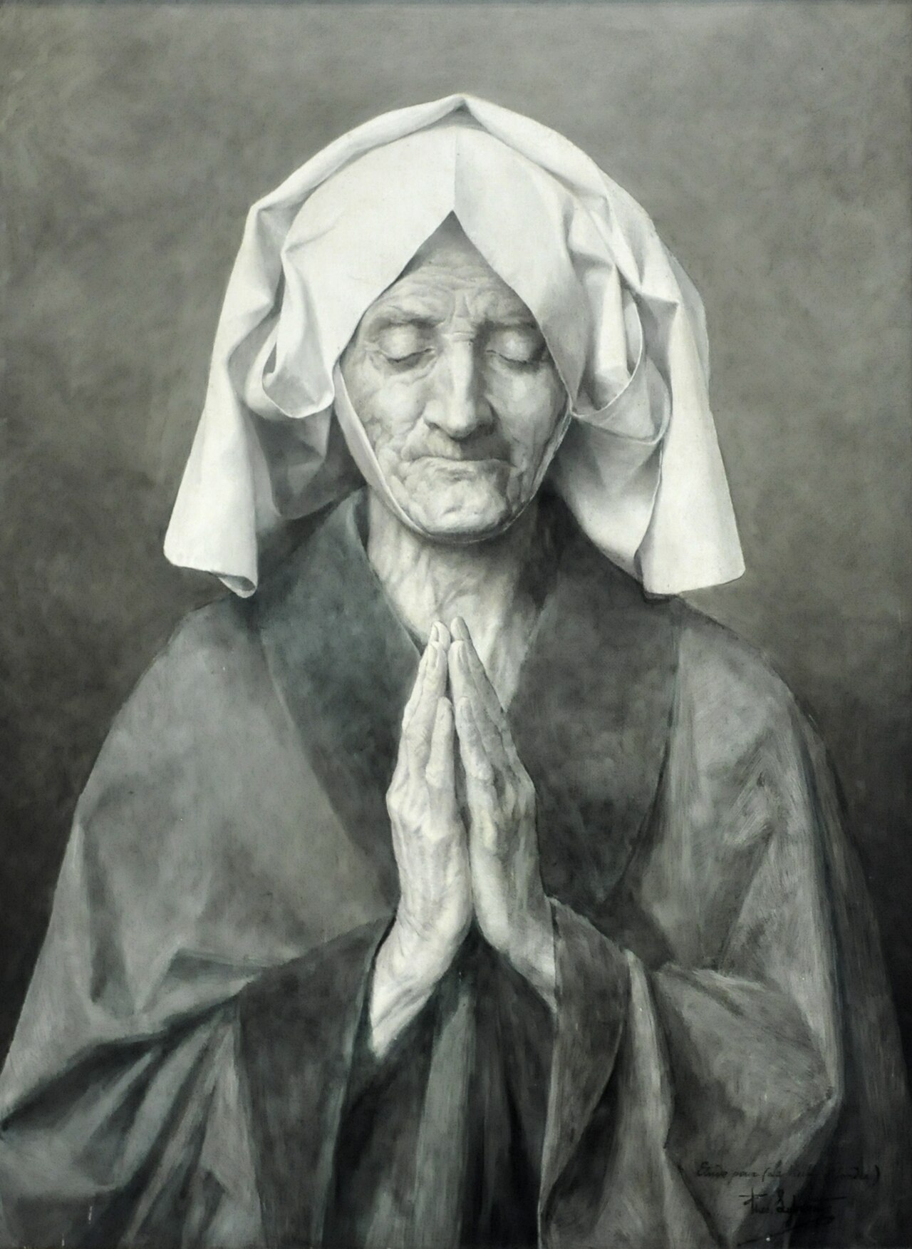 Praying woman by Theophile Marie Francois Lybaert