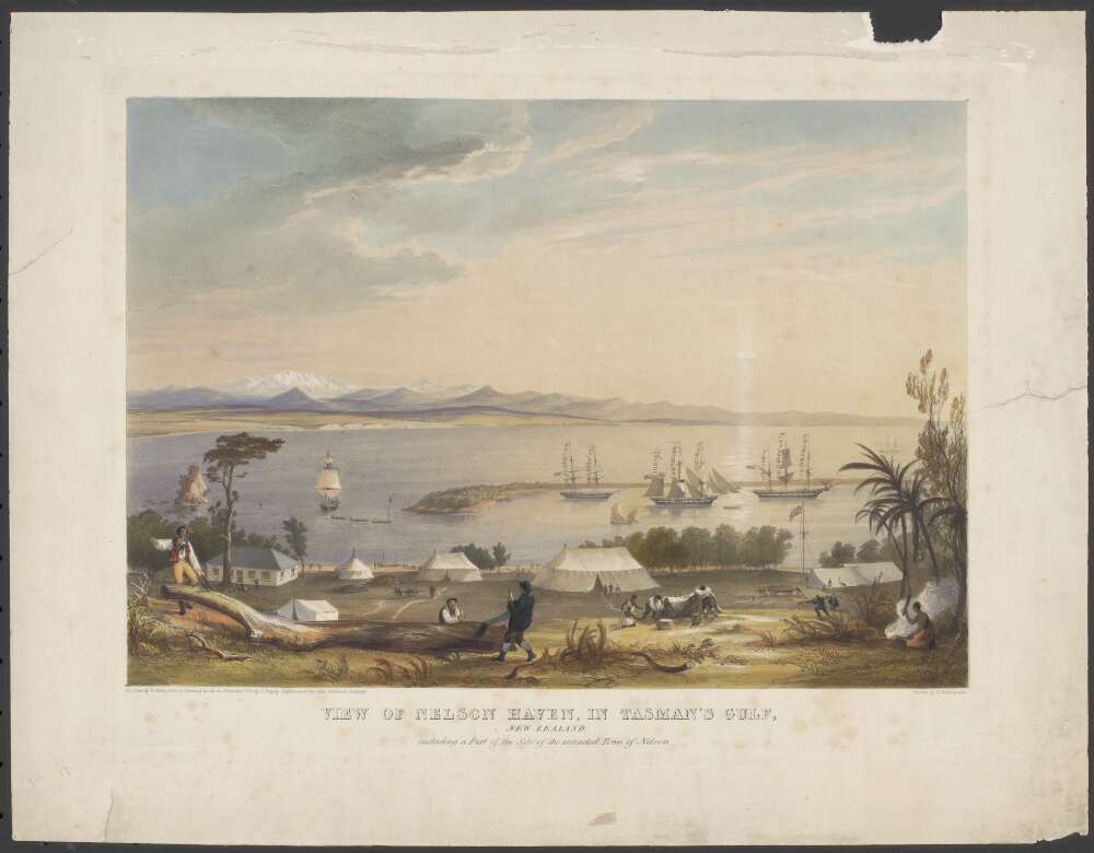 View of Nelson Haven, Tasman's Gulf, New Zealand, including a part of the site of the intended town of Nelson by Thomas Allom