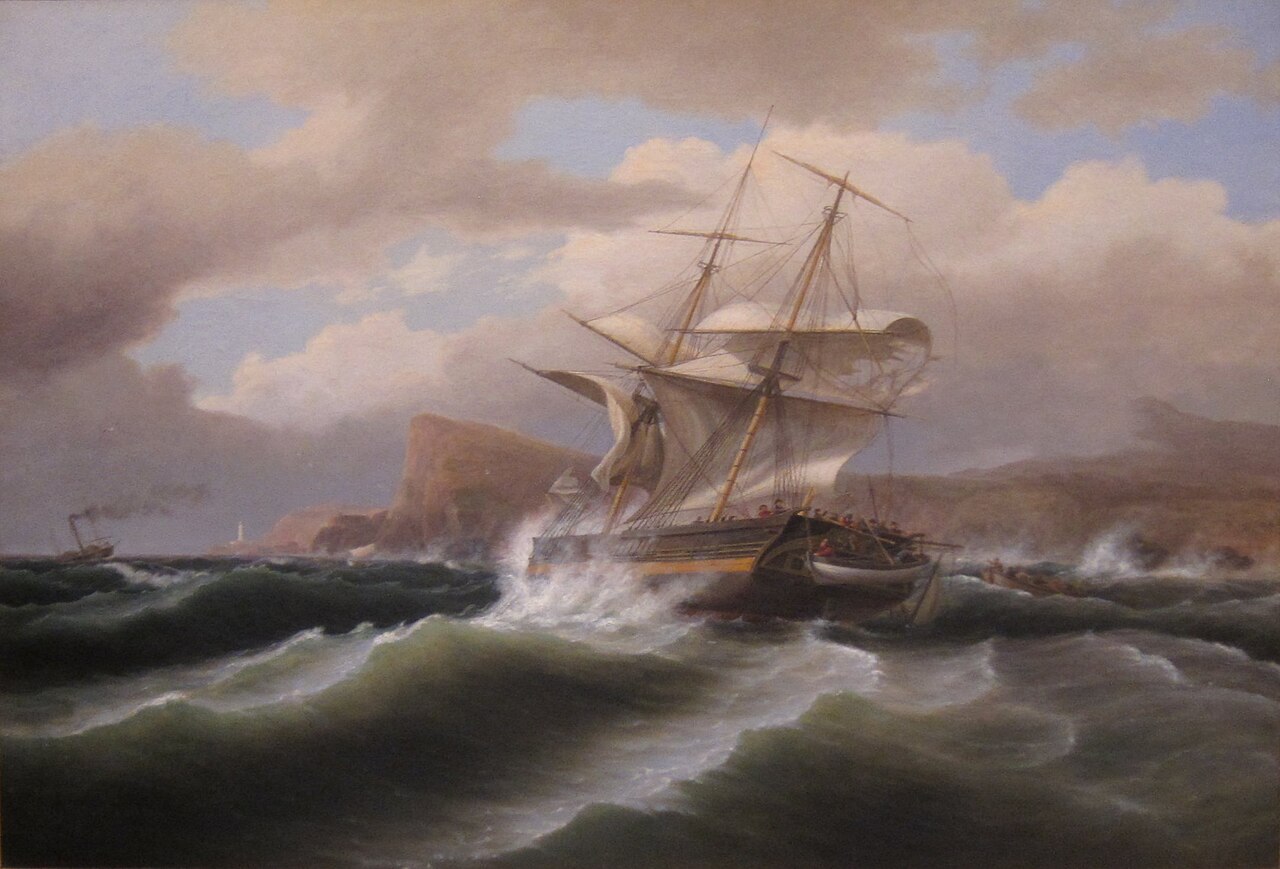 An American Ship in Distress by Thomas Birch