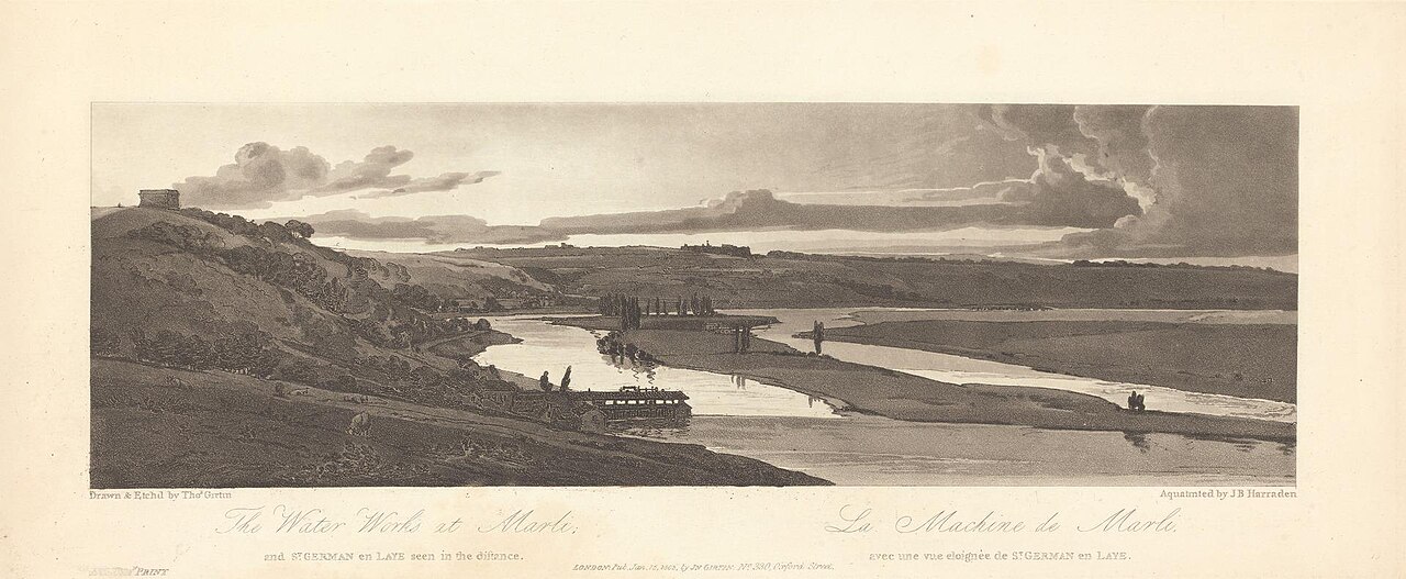 The Water Works at Marli and St. German en Laye seen in the distance by Thomas Girtin