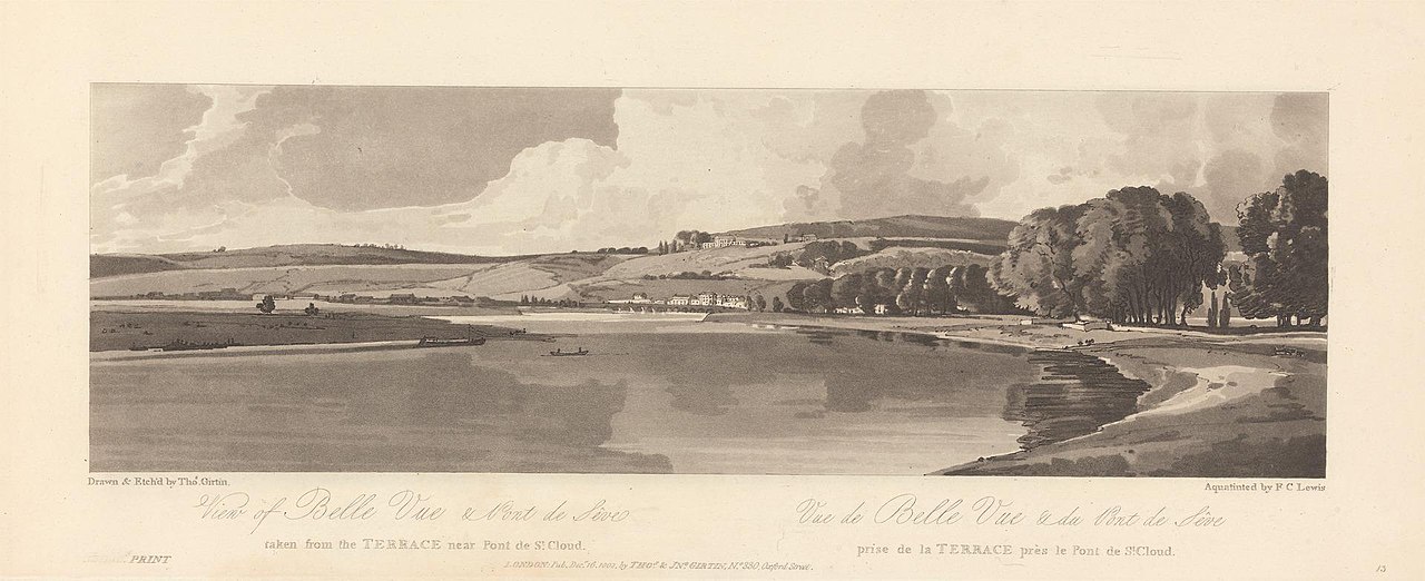 View of Belle Vue and Pont de Seve taken from the Terrace near Pont St. Cloud by Thomas Girtin