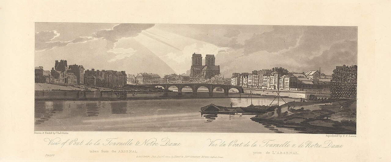 View of Pont de la Tournelle and Notre Dame taken from the Arsenal by Thomas Girtin