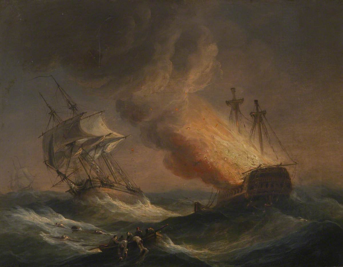 Fire at Sea by Thomas Luny