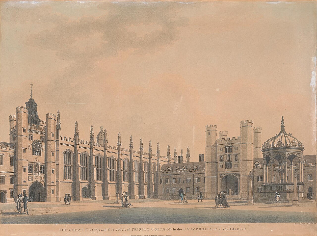 Cambridge University: Great Court And Chapel by Thomas Malton
