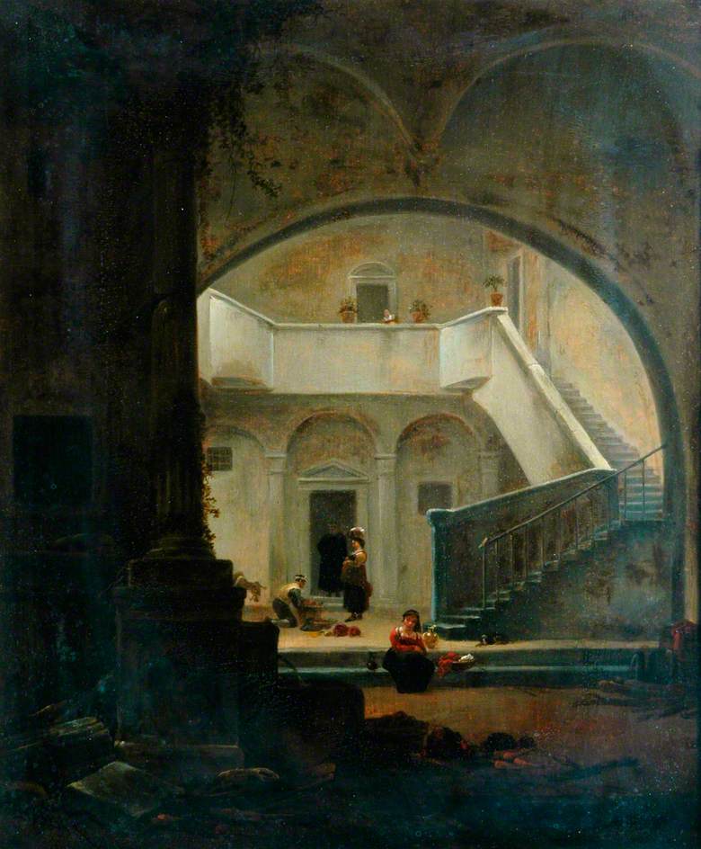 Figures in the Courtyard of a House by Thomas Wijck