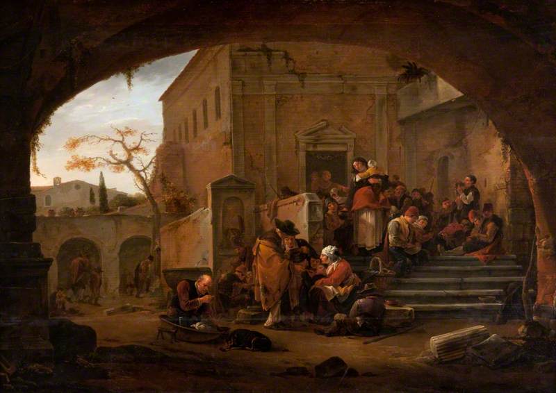 The Poor Being Fed at a Monastery by Thomas Wijck