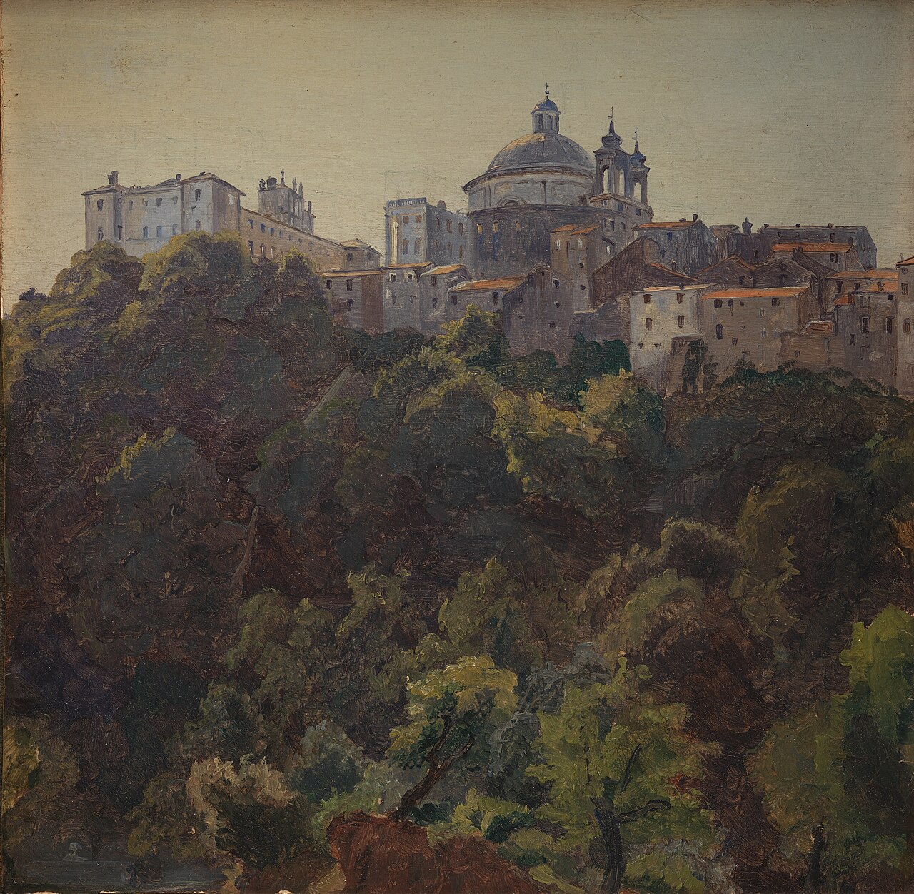 View towards Ariccia and the Palazzo Chigi and S. Maria dell'Assunzione, Italy by Thorald Læssøe