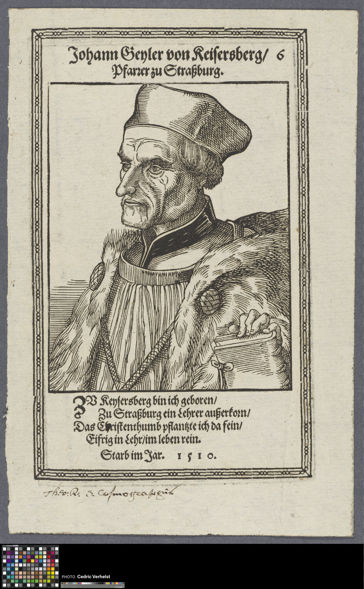 Portrait of Johann Geiler von Kaysersberg, Swiss priest by Tobias Stimmer