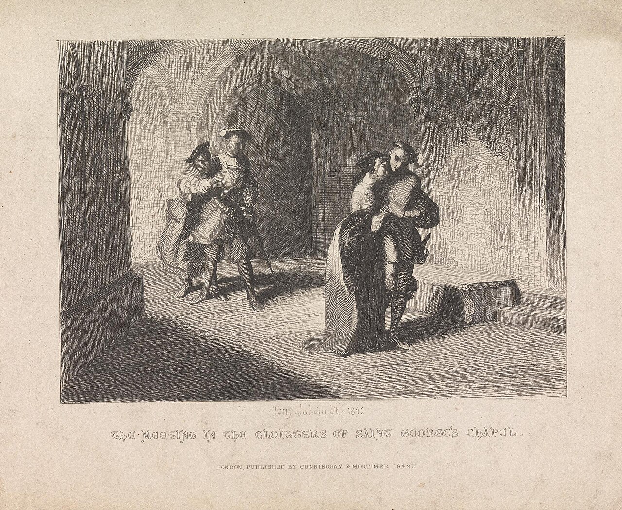 The Meeting in the Cloisters of Saint George's Chapel by Tony Johannot