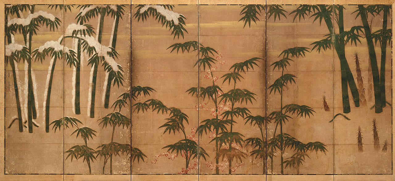 伝土佐光信筆 四季竹図屏風|Bamboo in the Four Seasons by Tosa Mitsunobu