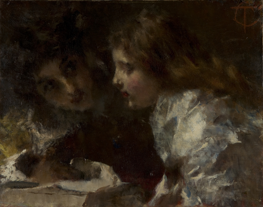 Two children by Tranquillo Cremona