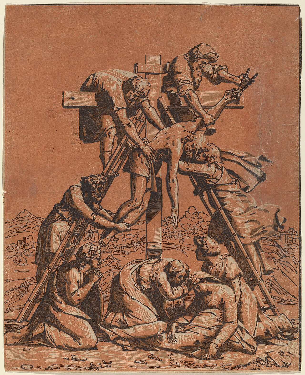 The Descent from the Cross by Ugo da Carpi
