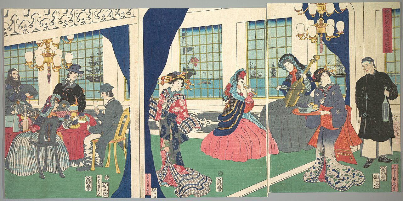 Foreigners in the Drawing Room of Foreign Merchant's House in Yokohama by Utagawa Sadahide