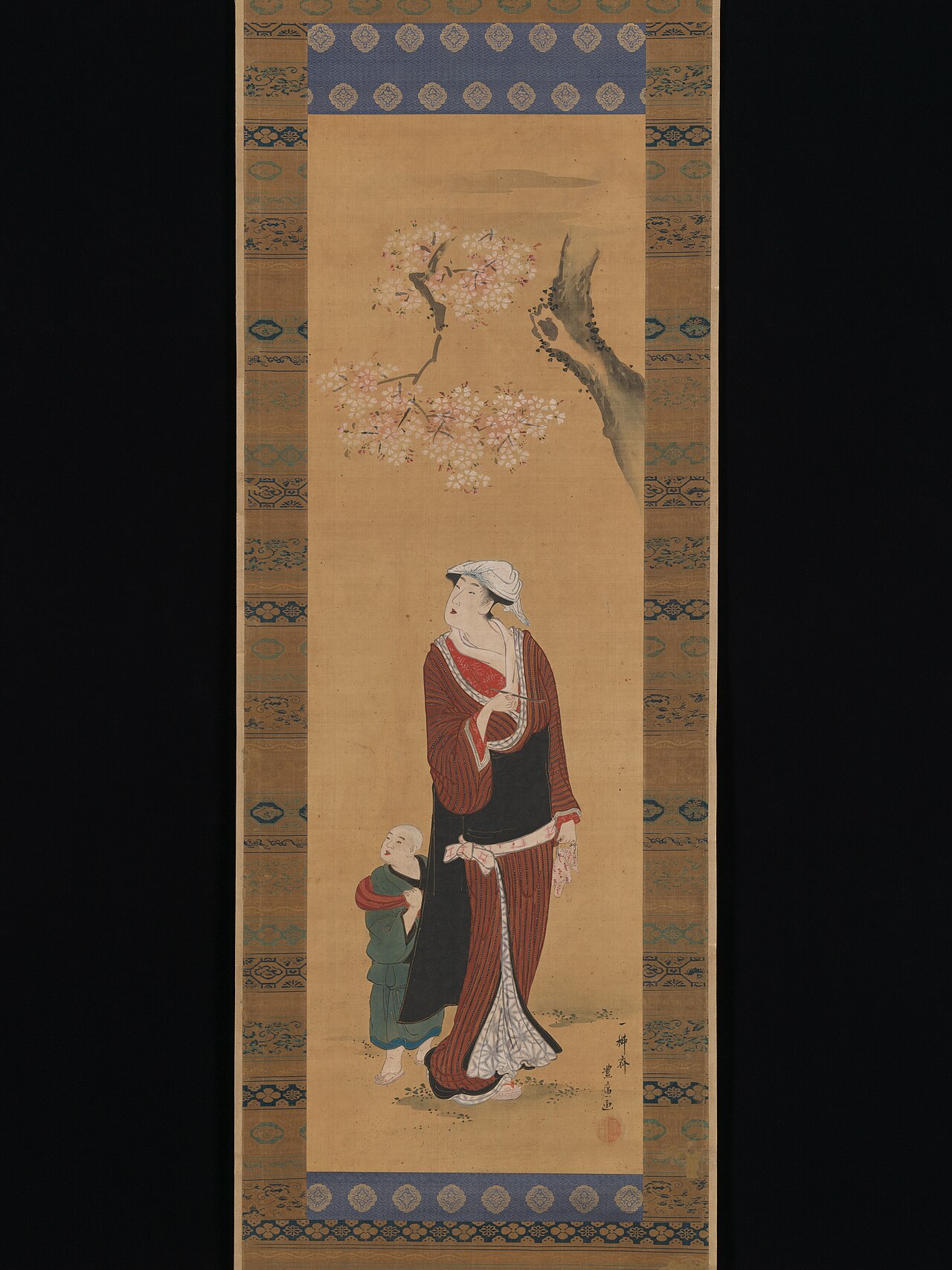Woman and Child under a Cherry Tree by Utagawa Toyohiro