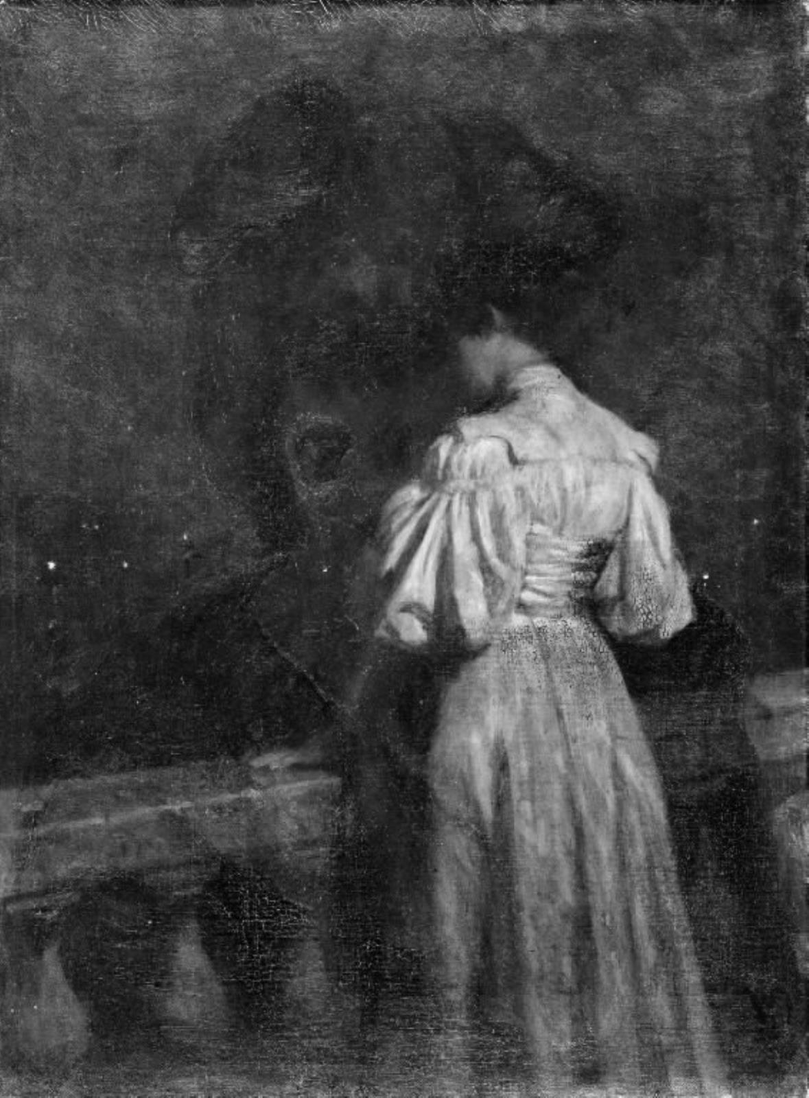 En ung dame på en altan by Valdemar Irminger