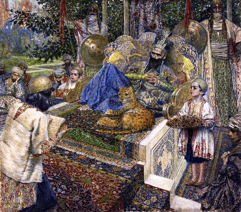 Ferdowsi is reading "Shahnameh" poem to Shah Mahmud of Ghazni by Vardges Sureniants
