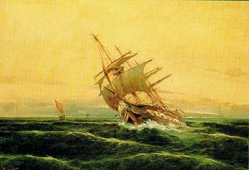 Boat in rough waters by Vasileios Hatzis