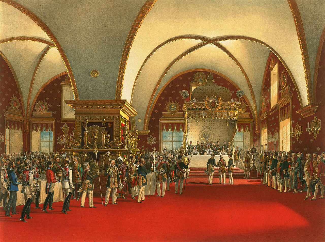 Coronation banquet of Tsar Alexander II (1856) in the main hall of the Palace of Facets by Vasily Timm