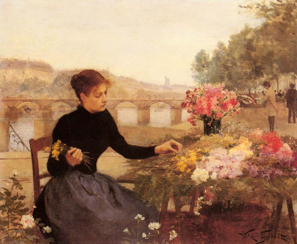 A Parisian Flower Market by Victor Gilbert