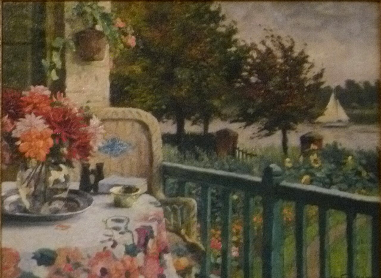 Sunlit Terrace by the Lake by Victor Gilsoul