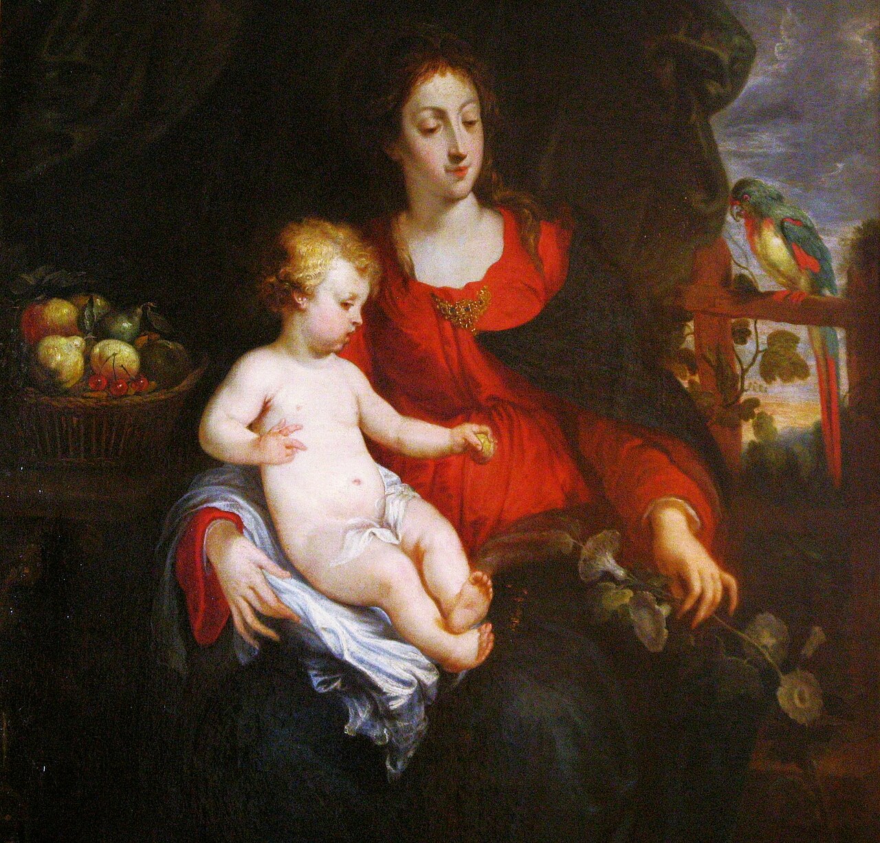 Madonna and Child in a garden arbor by Vincent Malo (I)