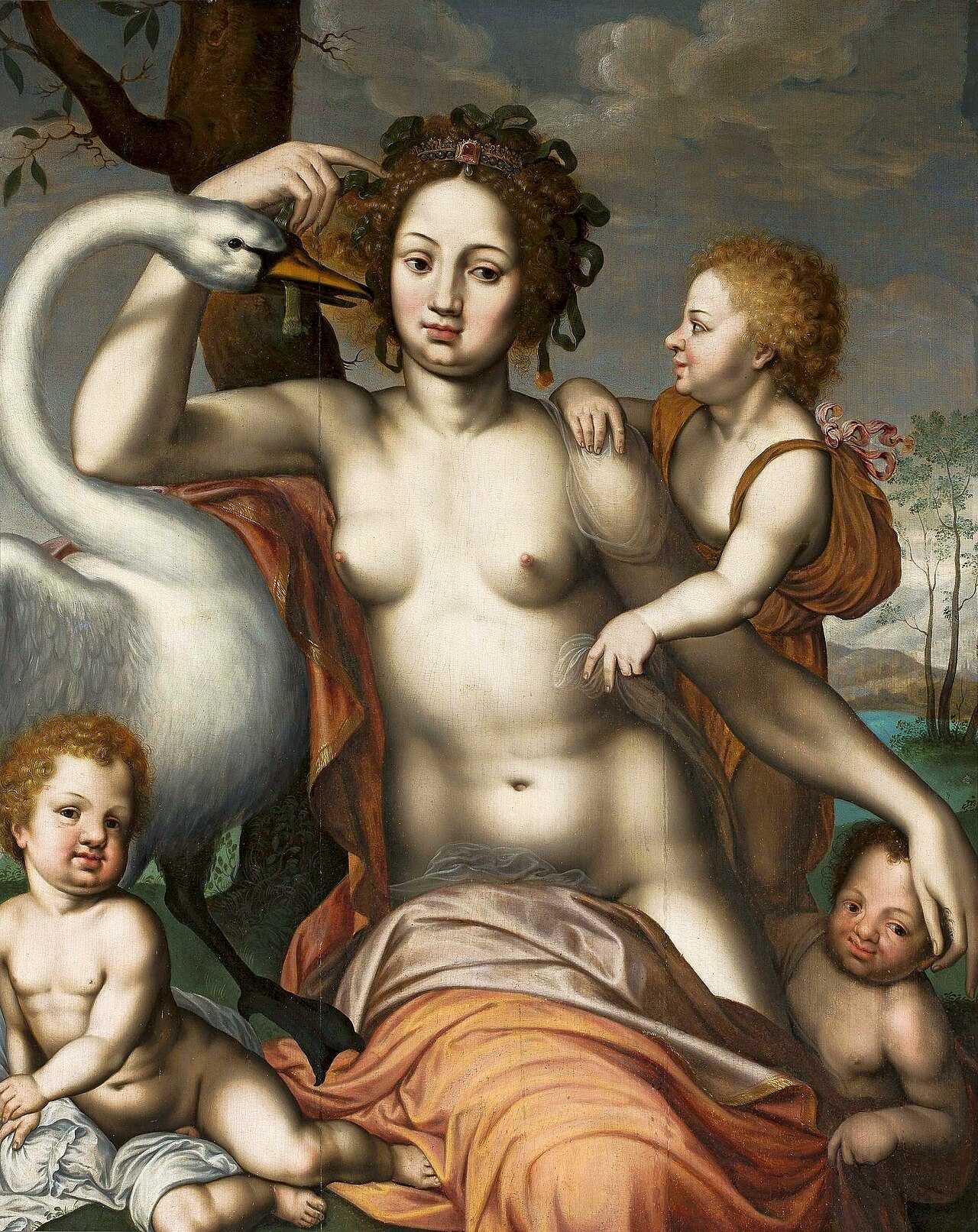 Leda with swan and children by Vincent Sellaer