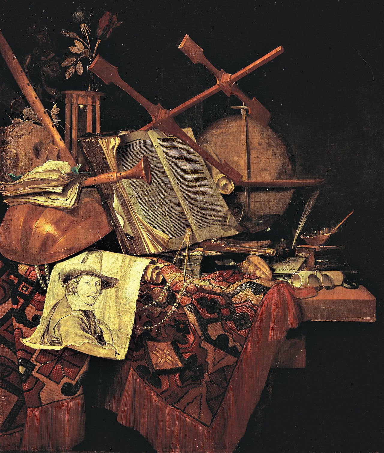 Vanitas with a Portrait of the Painter by Vincent van der Vinne