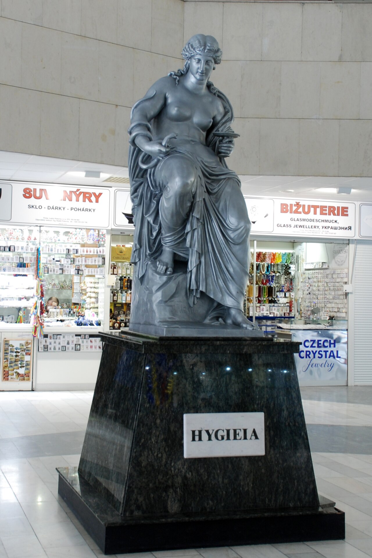 Statue of Hygieia in Karlovy Vary, Vřídelní kolonáda by Vincenz Pilz