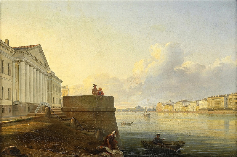 The Embarkment on the Neva by the Academy of Sciences by Vladimir Ammont