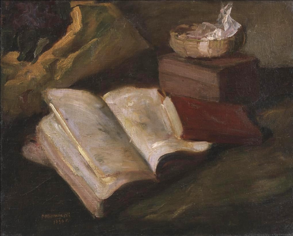 Still life with a red book by Władysław Podkowiński
