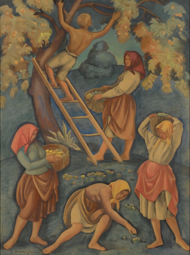 Fruit picking by Władysław Skoczylas