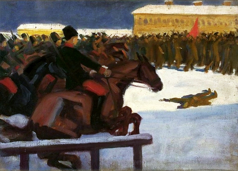 Street demonstration by Władysław Skoczylas