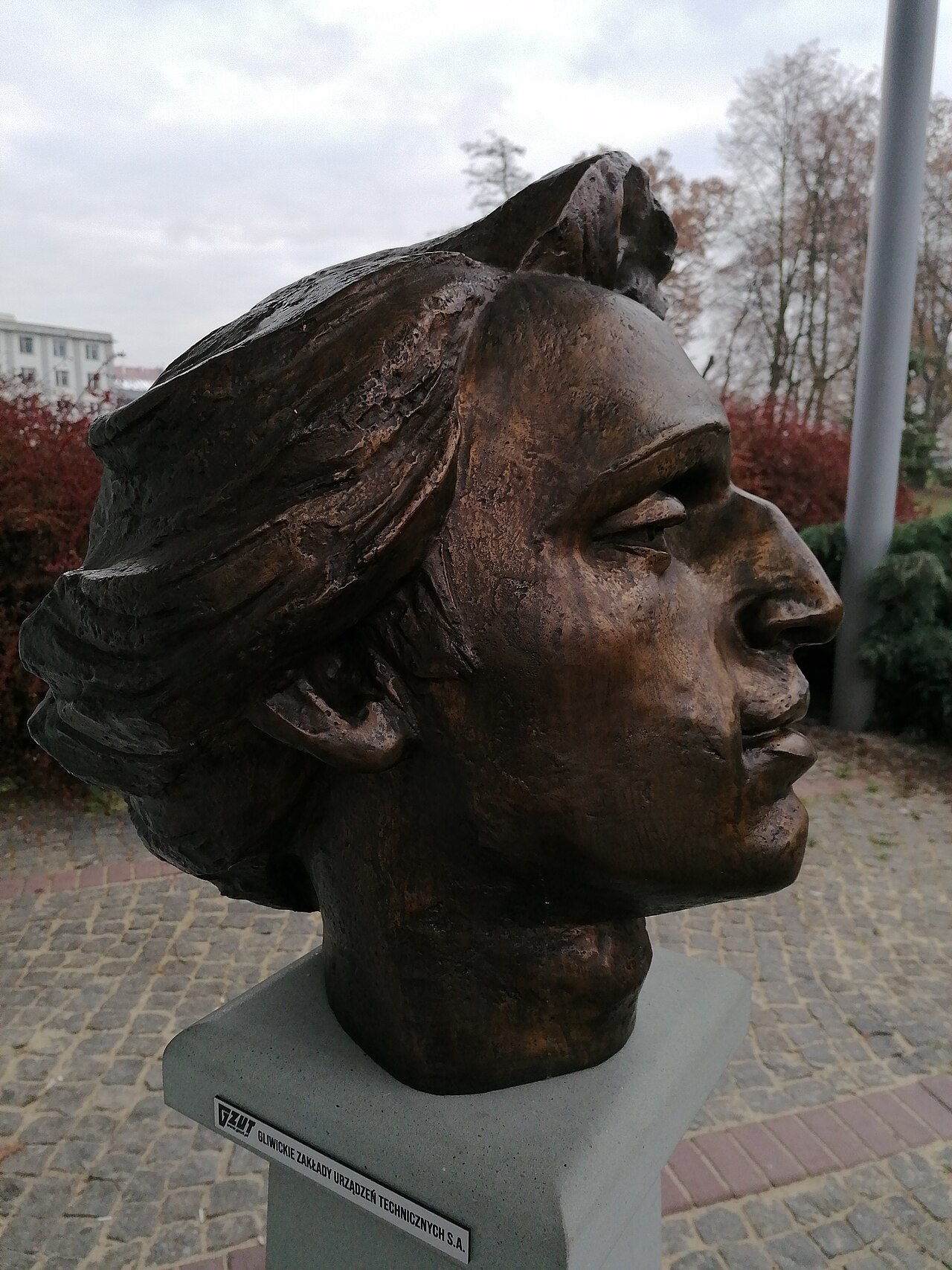 Chopin's head sculpture, Palm House Gliwice by Wacław Szymanowski