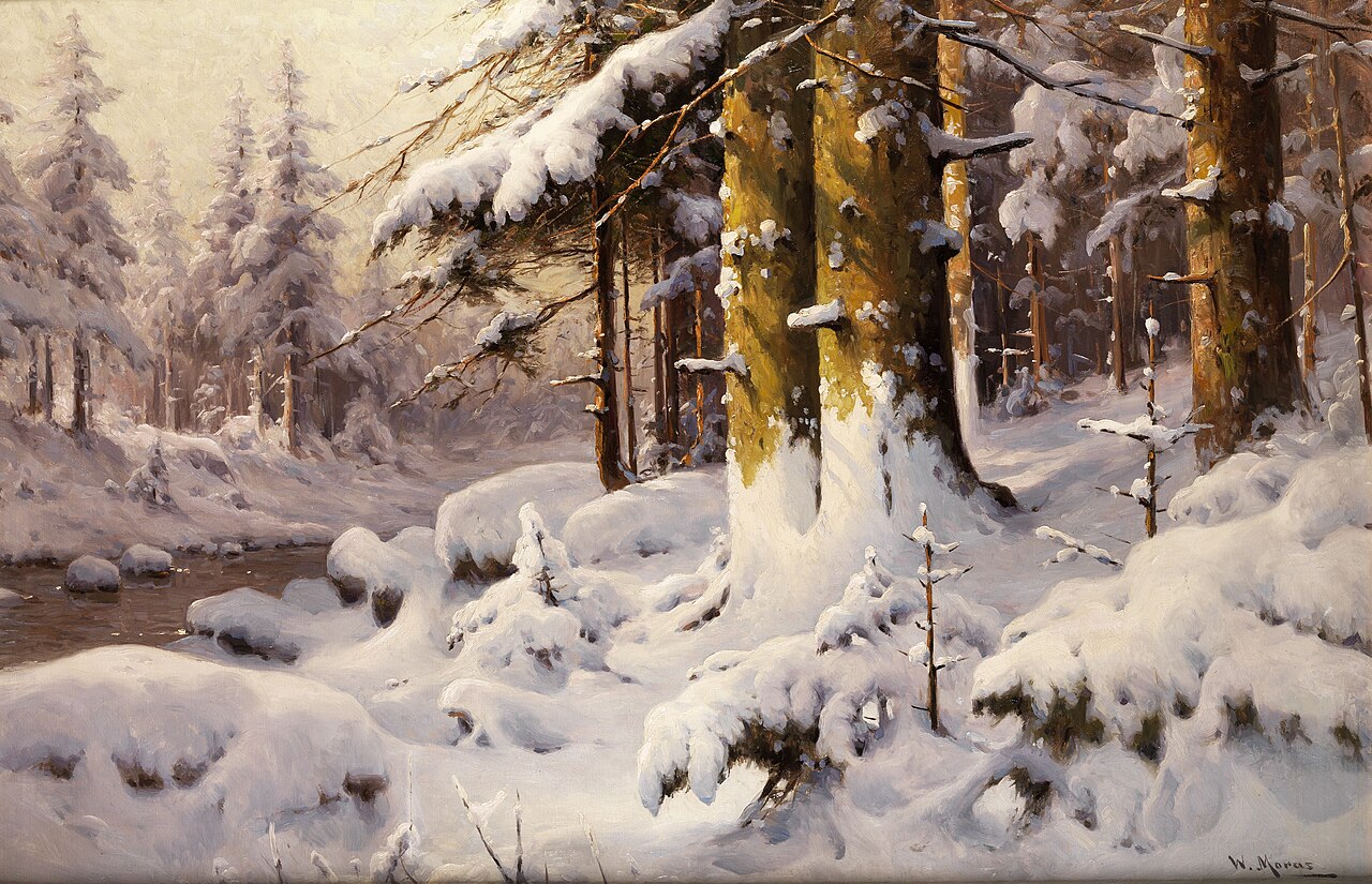 Wintry forest landscape by Walter Moras