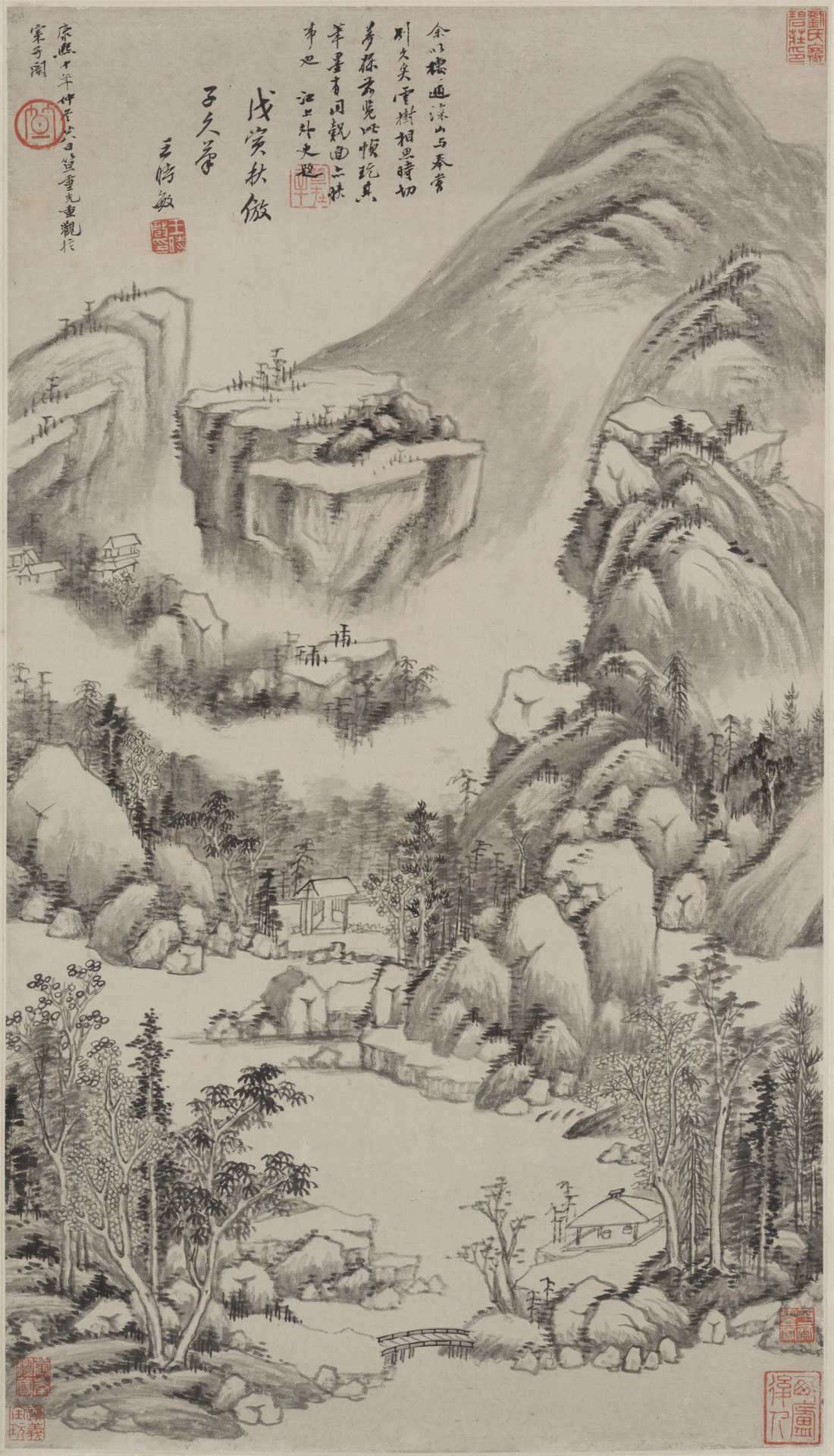 Landscape in the style of Huang Gongwang by Wang Shimin