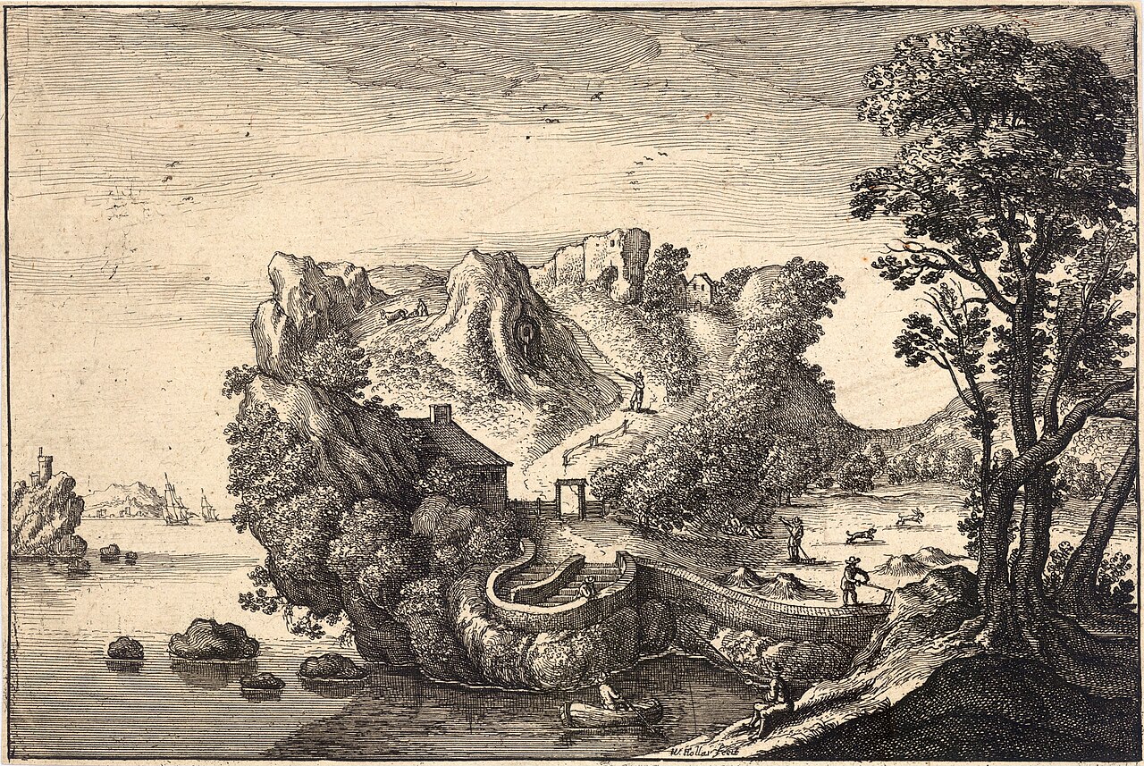 Landscape shaped like a face by Wenceslaus Hollar