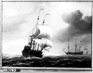 Two three-masters in a freesh breeze by Wigerus Vitringa