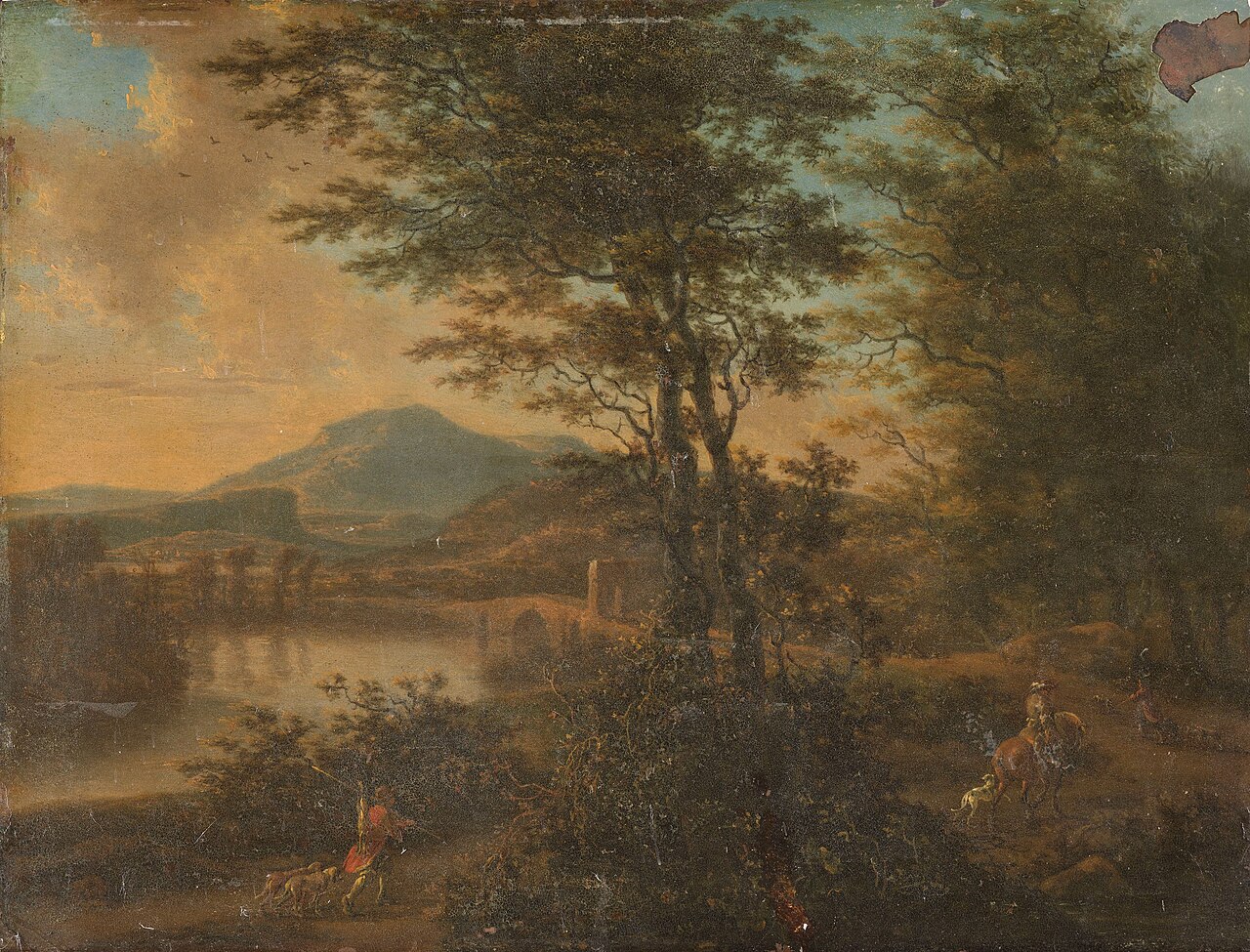 Italian landscape at sunset by Willem de Heusch