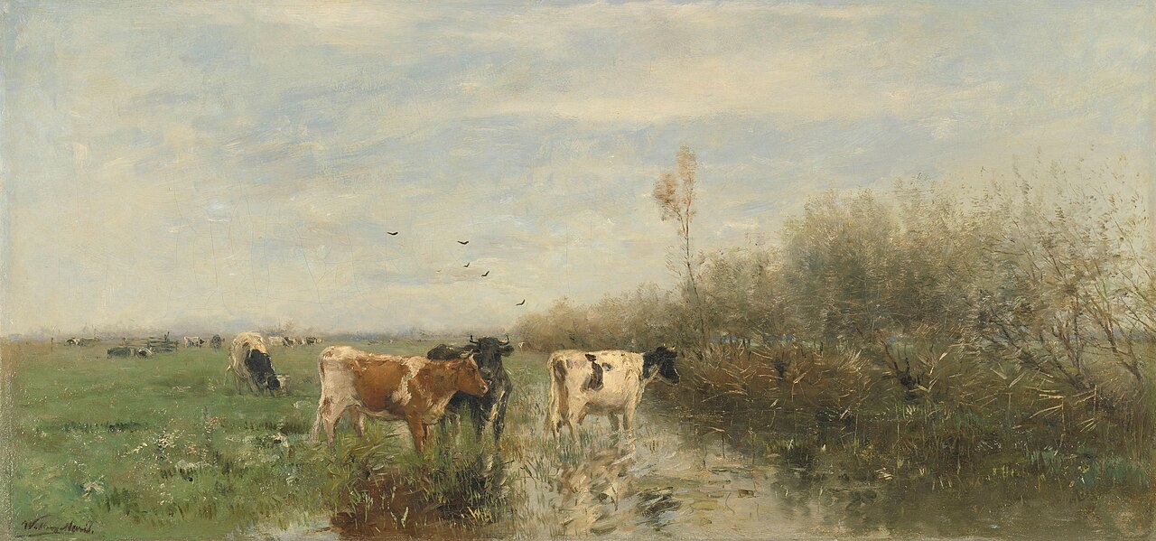 Cows in a soggy meadow by Willem Maris
