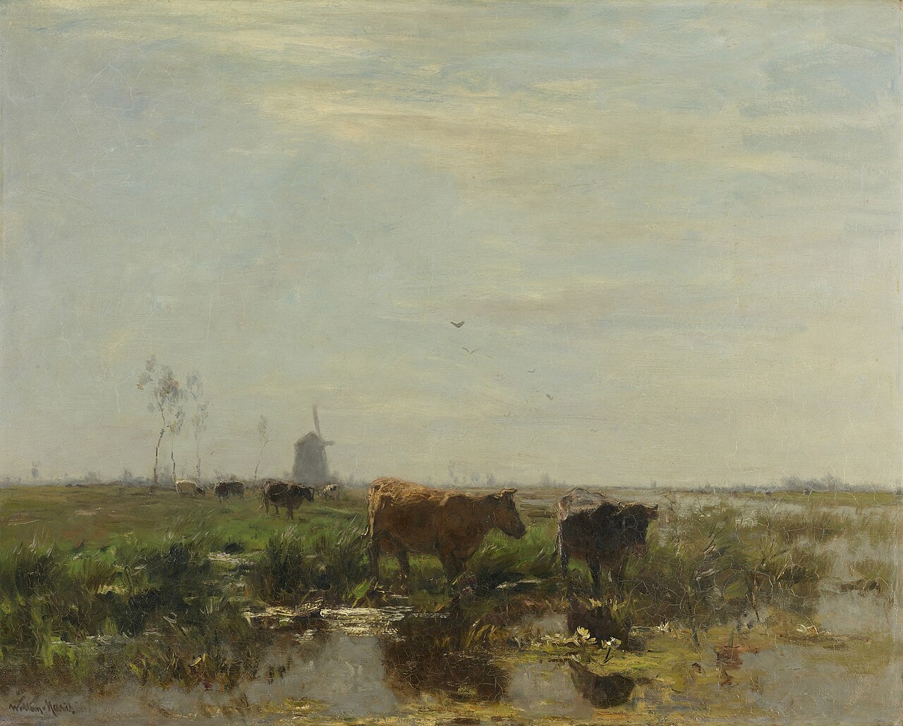 Meadow with Cows by the Water by Willem Maris