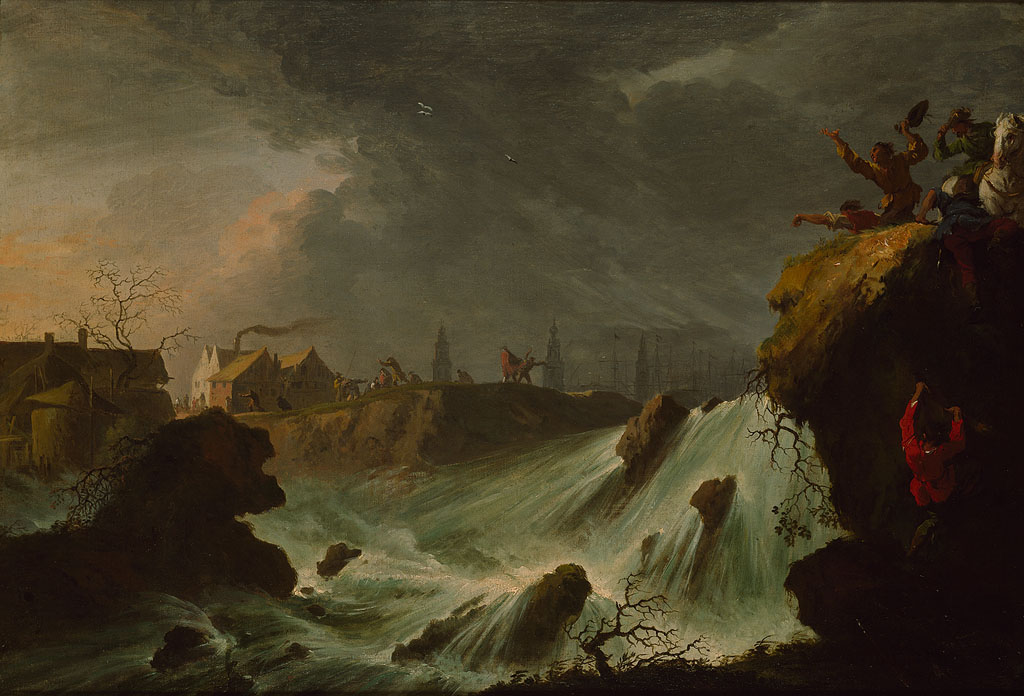 The bursting of the Sint-Anthonis- or Diemerdijk near Houtewael on the 5th of March, 1651 by Willem Schellinks