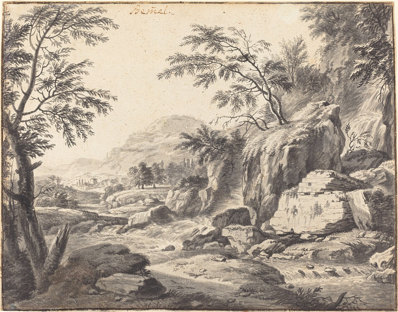 Classical Landscape with a Waterfall by Willem van Bemmel