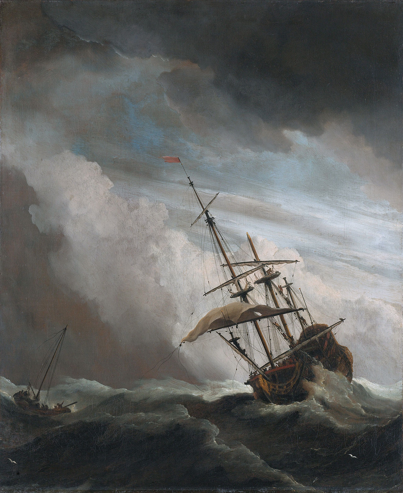 A Ship on the High Seas Caught by a Squall, Known as ‘The Gust’ by Willem van de Velde the Younger