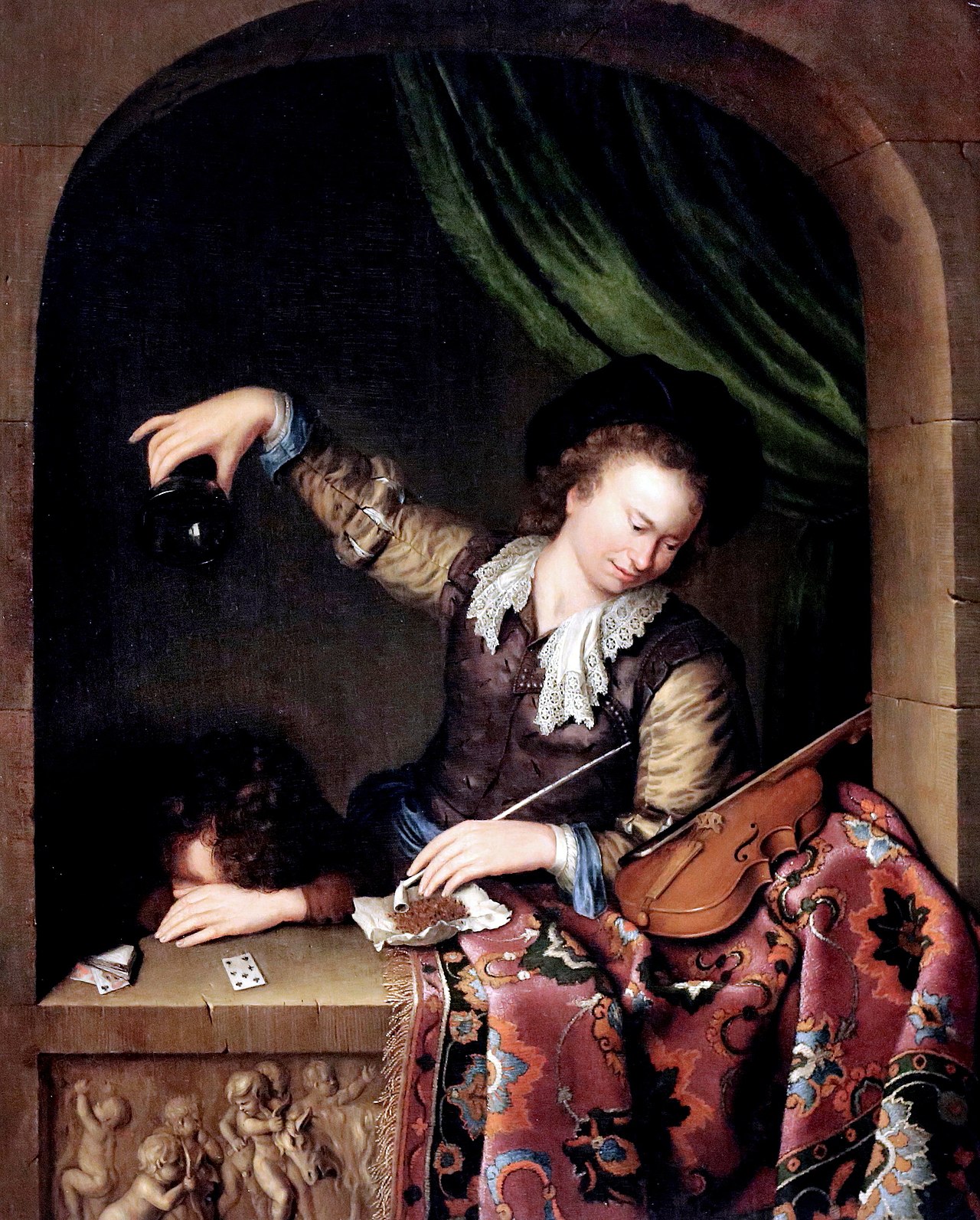 Drinker and a Player in a Window by Willem van Mieris