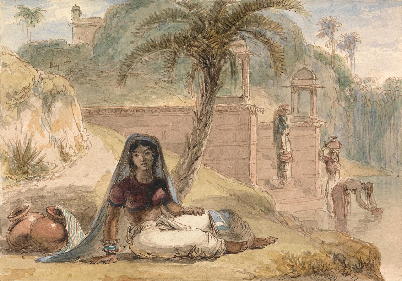 Indian Girl Seated by a River by William Daniell