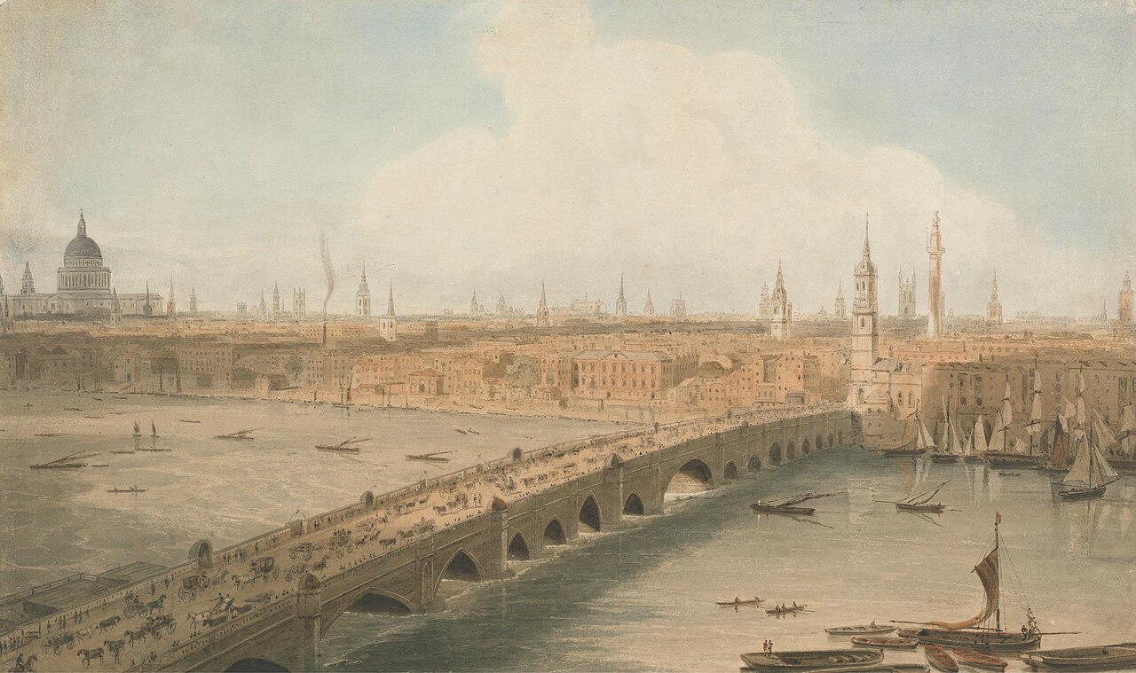 View of London Bridge and St. Paul's Cathedral by William Daniell