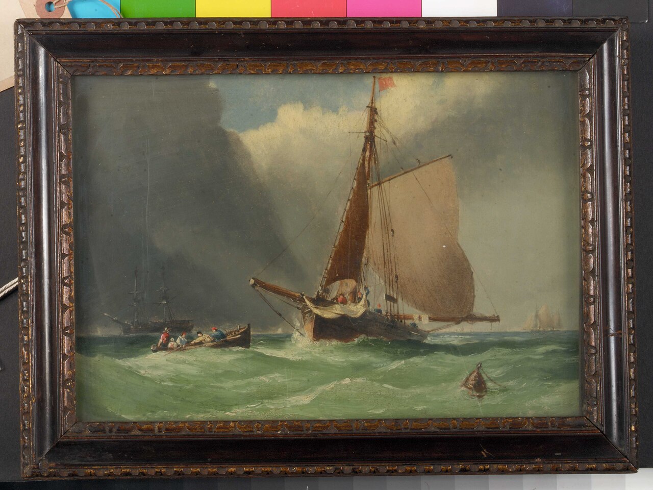 A fishing smack picking up a boat by William Frederick Mitchell